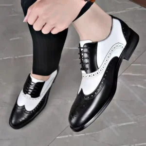 Chaussures En Cuir Hommes NOIR.BLANC  CHD